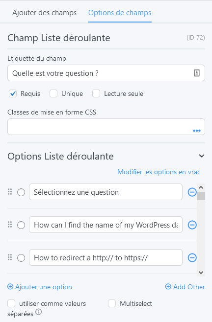 Completing a Selection Field – Formidable Form - Themespress