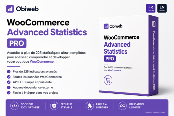 Statistiques Woocommerce (Class PHP - 225 statistiques)