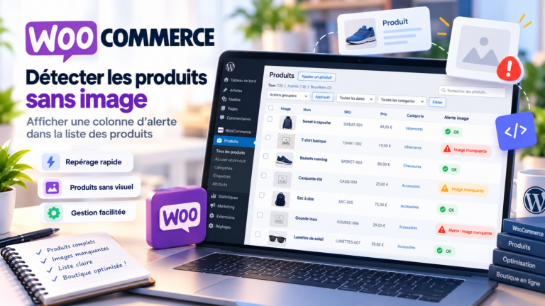 WooCommerce détecter les produits sans image afficher une colonne d’alerte dans la liste des produits.